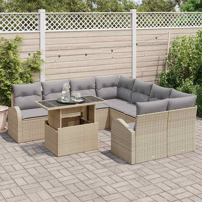 Set Divano da Giardino 9 pcs Beige Rattan in Polipropilene