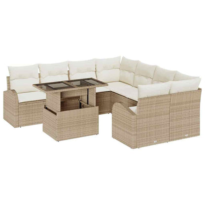 Set Divano da Giardino 9 pcs Beige Rattan in Polipropilene