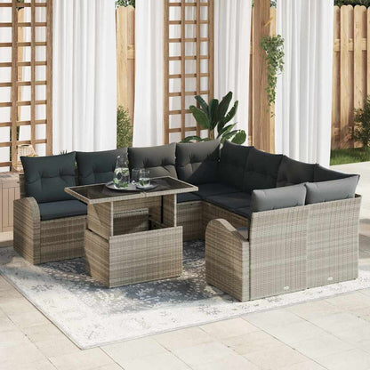 Set Divano da Giardino con cuscino 9 pcs Grigio chiaro