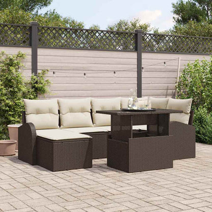 Set Divano da Giardino 7 pcs Marrone Poly Rattan