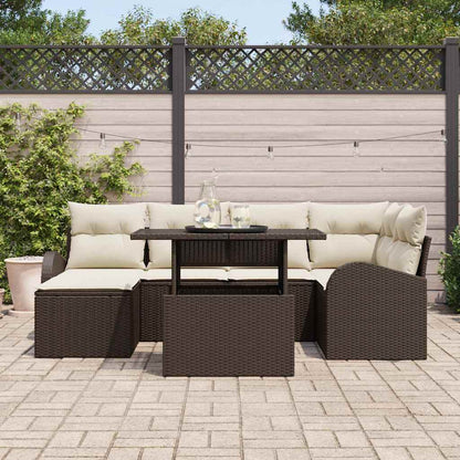 Set Divano da Giardino 7 pcs Marrone Poly Rattan