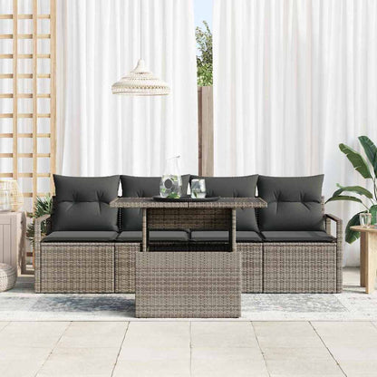Set Divano da Giardino 5 pcs Grigio Poly Rattan