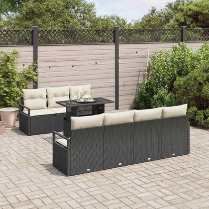 Set Divano da Giardino con archiviazione 8 pcs Nero Poly Rattan