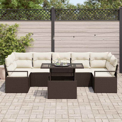Set Divano da Giardino 8 pcs Marrone Poly Rattan