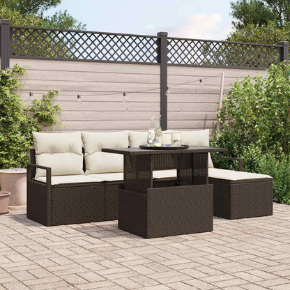 Set Divano da Giardino 6 pcs Marrone Poly Rattan