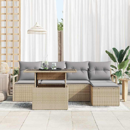 Set Divano da Giardino 6 pcs Beige Poly Rattan