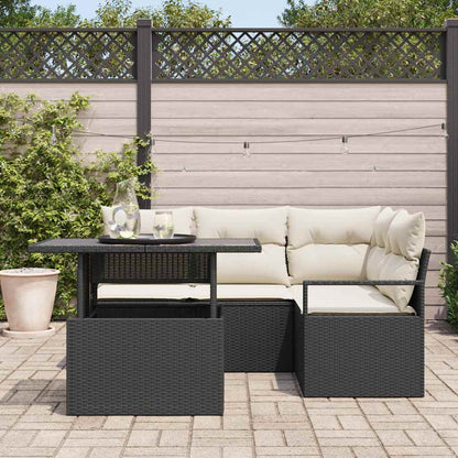 Set Divano da Giardino con archiviazione 5 pcs Nero Poly Rattan