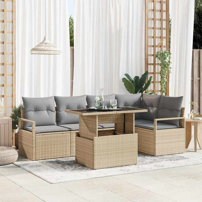 Set Divano da Giardino 6 pcs Beige Poly Rattan