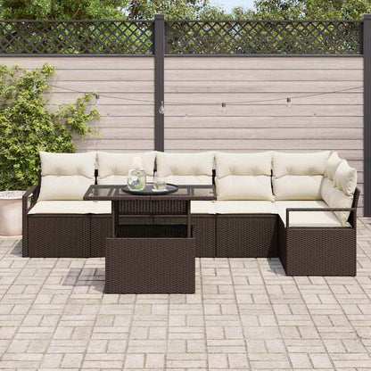 Set Divano da Giardino 7 pcs Marrone Poly Rattan