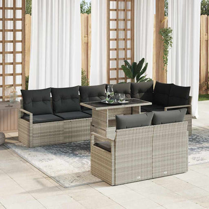 Set Divano da Giardino 9 pcs Grigio chiaro Poly Rattan