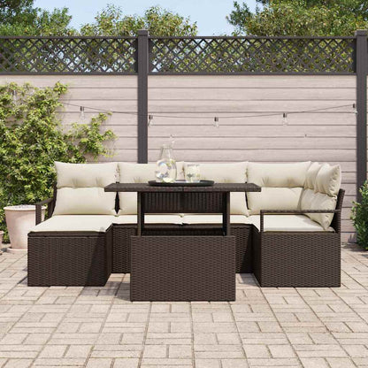 Set Divano da Giardino 7 pcs Marrone Poly Rattan