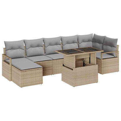 Set Divano da Giardino 8 pcs Beige Poly Rattan