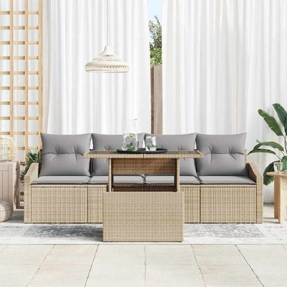 Set Divano da Giardino 5 pcs Beige Poly Rattan