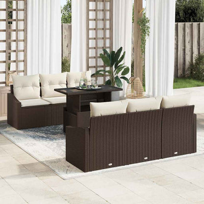 Set Divano da Giardino con cuscino 7 pcs Marrone polyrattan