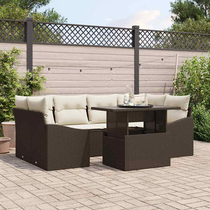 Set Divano da Giardino 7 pcs Marrone Poly Rattan