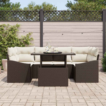 Set Divano da Giardino 7 pcs Marrone Poly Rattan