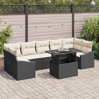 Set Divano da Giardino con archiviazione 8 pcs Nero Poly Rattan