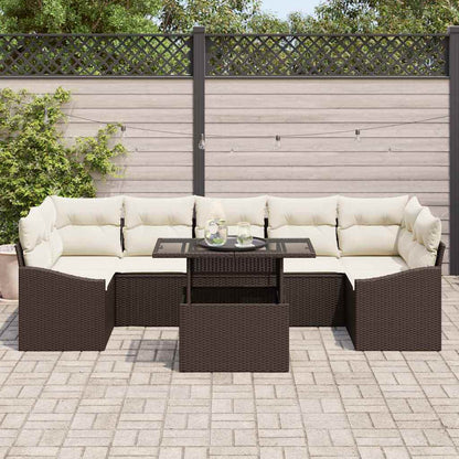 Set Divano da Giardino 8 pcs Marrone Poly Rattan