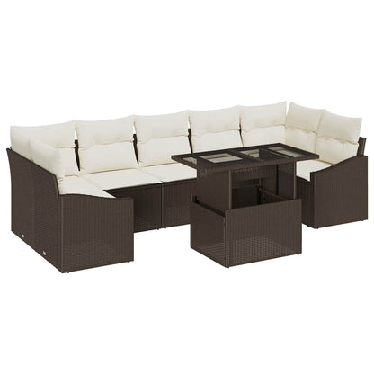 Set Divano da Giardino 8 pcs Marrone Poly Rattan