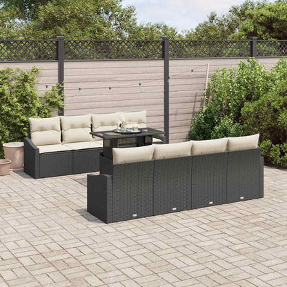 Set Divano da Giardino con cuscino 9 pcs Nero polyrattan