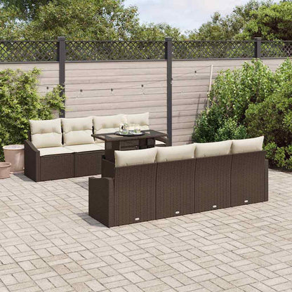 Set Divano da Giardino con cuscino 9 pcs Marrone Polyrattan