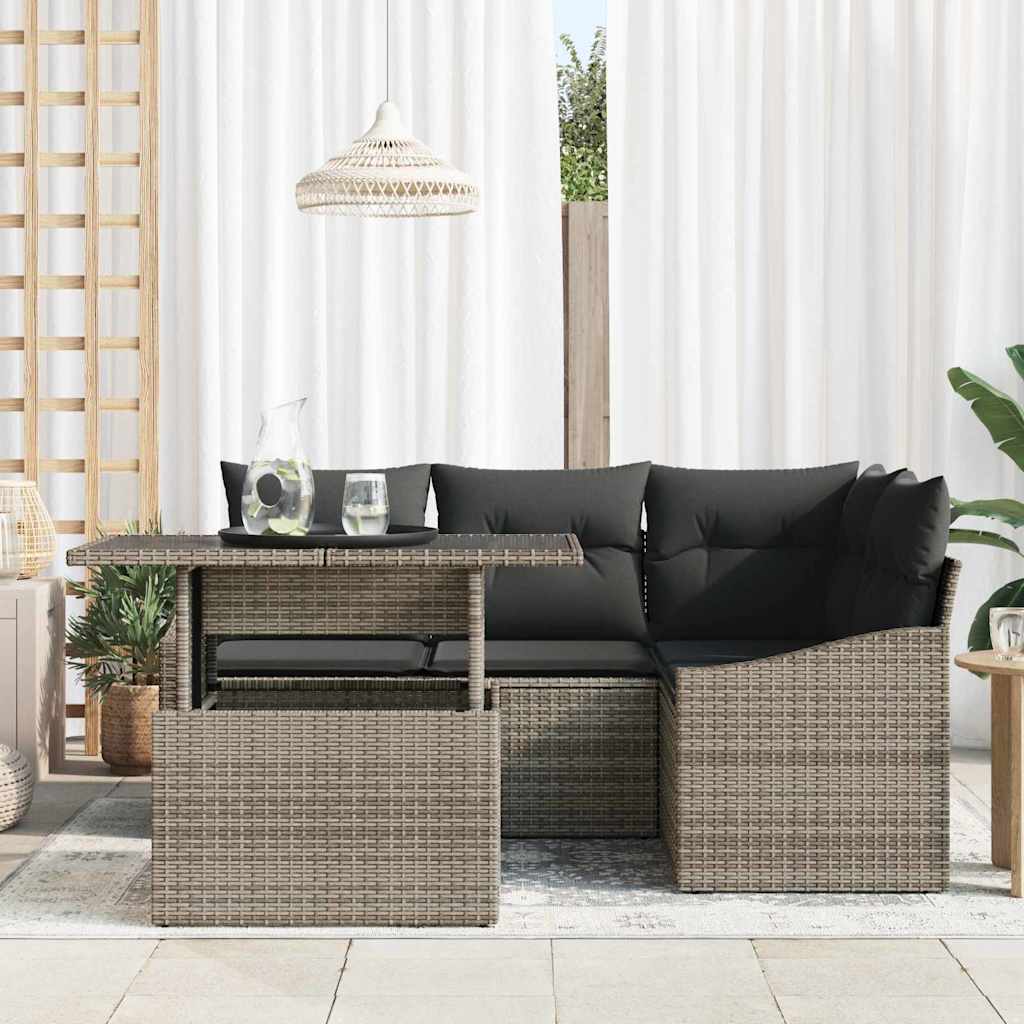 Set Divano da Giardino con cuscino con cuscino 5 pcs Grigio