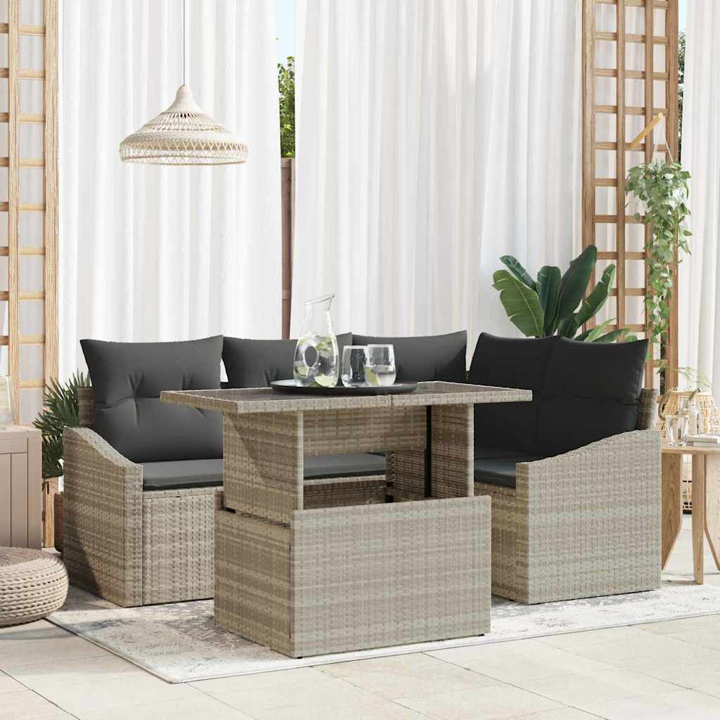 Set Divano da Giardino 5 pcs Grigio chiaro e grigio scuro