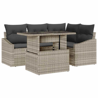 Set Divano da Giardino 5 pcs Grigio chiaro e grigio scuro
