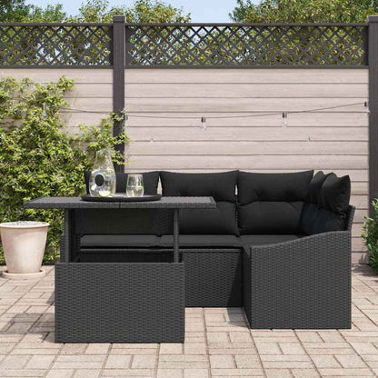 Set Divano da Giardino con cuscino con archiviazione 5 pcs Nero