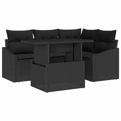 Set Divano da Giardino con cuscino con archiviazione 5 pcs Nero