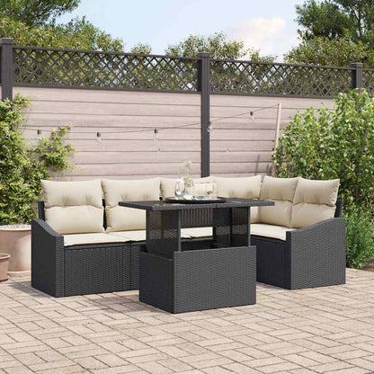 Set Divano da Giardino con cuscino 6 pcs Nero e Crema