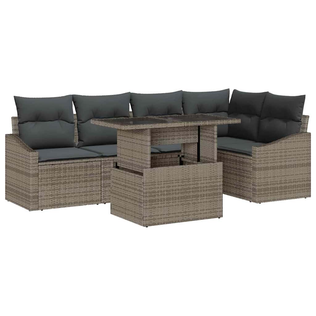 Set Divano da Giardino con cuscino con cuscino 6 pcs Grigio