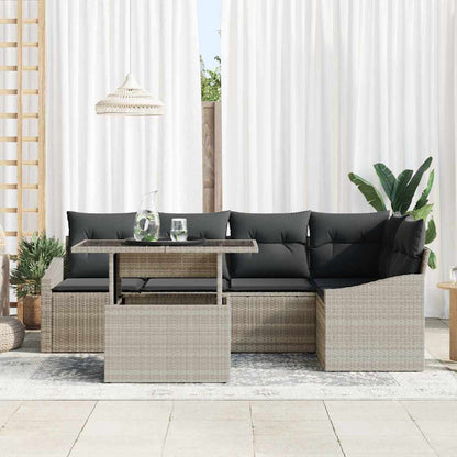 Set Divano da Giardino 6 pcs Grigio chiaro e grigio scuro