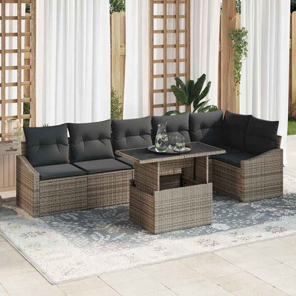 Set Divano da Giardino con cuscino con cuscino 7 pcs Grigio