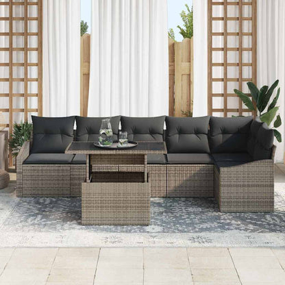 Set Divano da Giardino con cuscino con cuscino 7 pcs Grigio