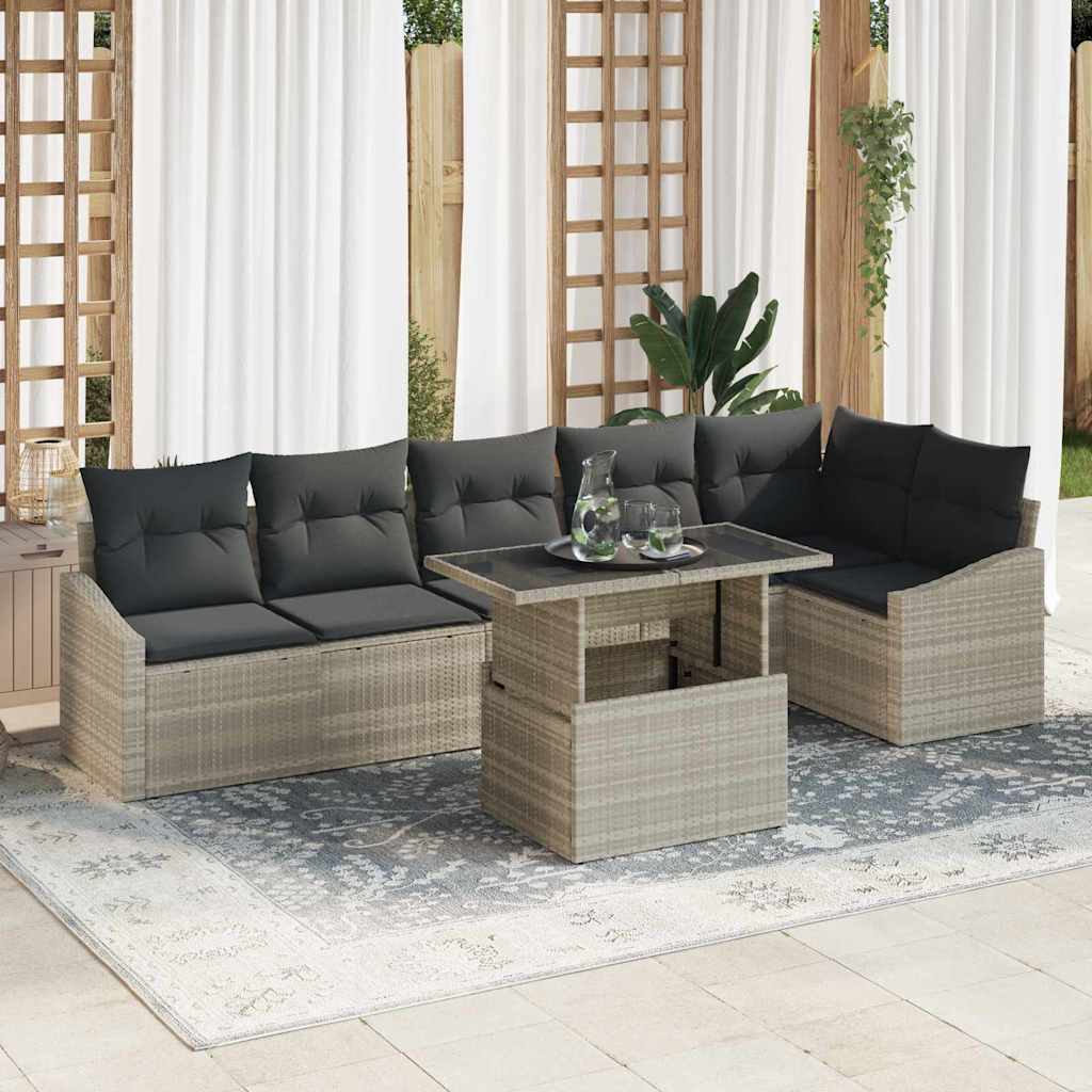 Set Divano da Giardino 7 pcs Grigio chiaro e grigio scuro