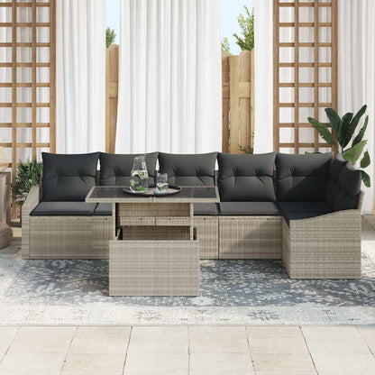 Set Divano da Giardino 7 pcs Grigio chiaro e grigio scuro