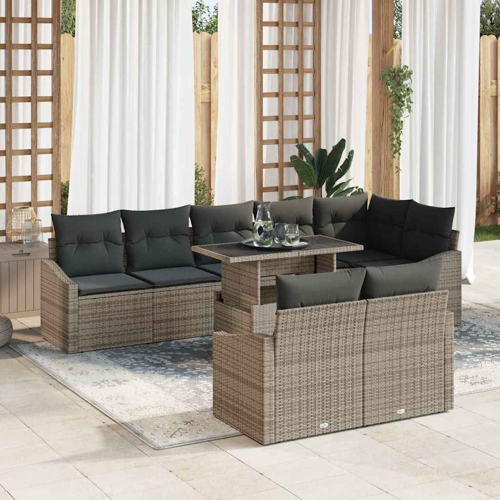Set Divano da Giardino con cuscino con cuscino 9 pcs Grigio