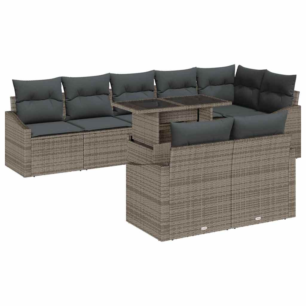 Set Divano da Giardino con cuscino con cuscino 9 pcs Grigio