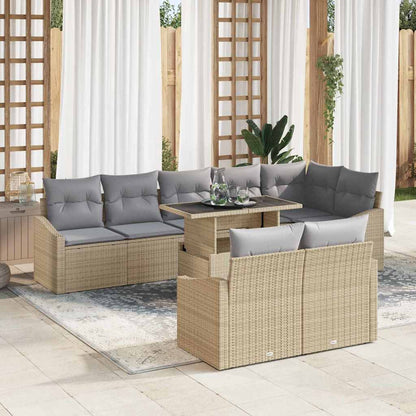 Set Divano da Giardino con cuscino 9 pcs Beige e Grigio Chiaro
