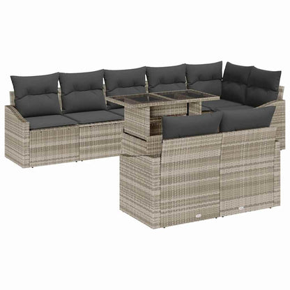Set Divano da Giardino 9 pcs Grigio chiaro e grigio scuro
