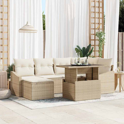 Set Divano da Giardino con cuscino 7 pcs Beige e Crema
