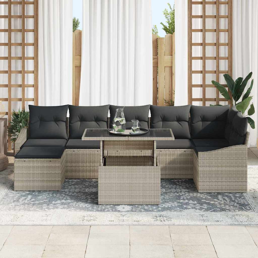 Set Divano da Giardino 8 pcs Grigio chiaro e grigio scuro