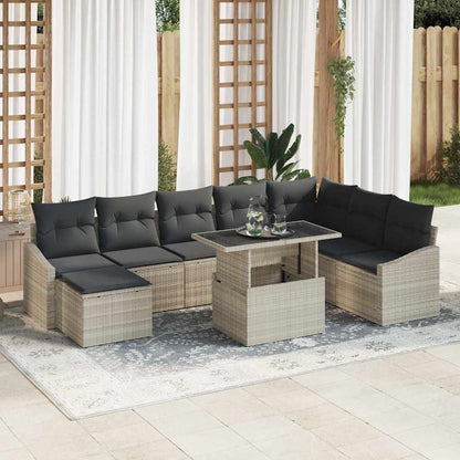 Set Divano da Giardino 9 pcs Grigio chiaro e grigio scuro