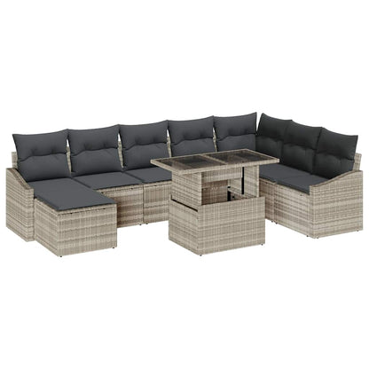 Set Divano da Giardino 9 pcs Grigio chiaro e grigio scuro