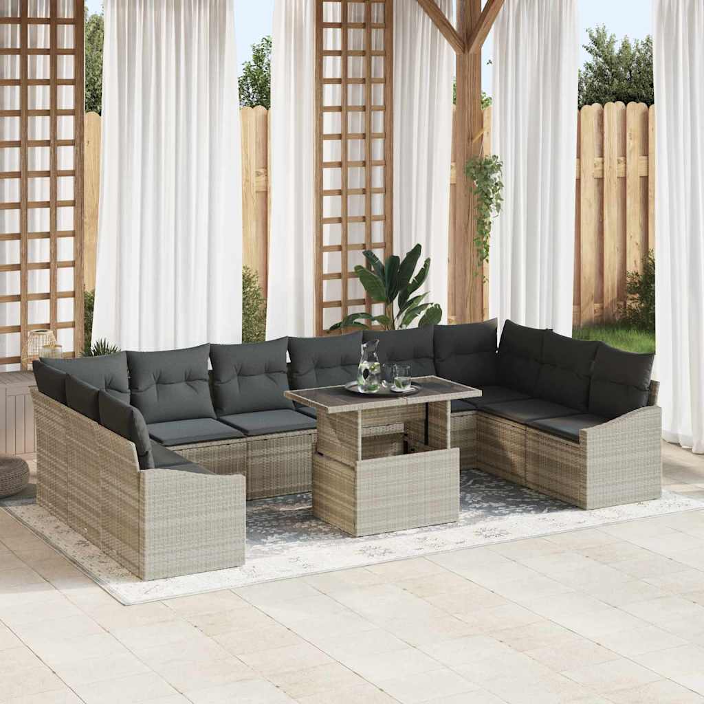 Set Divano da Giardino 11 pcs Grigio chiaro e grigio scuro