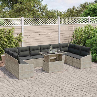 Set Divano da Giardino 11 pcs Grigio chiaro e grigio scuro