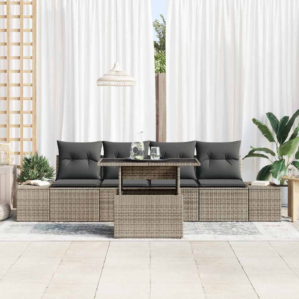 Set Divano da Giardino con cuscino con cuscino 5 pcs Grigio