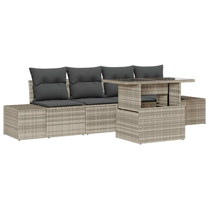 Set Divano da Giardino 5 pcs Grigio chiaro e grigio scuro