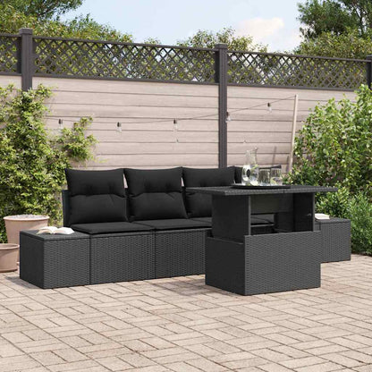 Set Divano da Giardino con cuscino con archiviazione 5 pcs Nero
